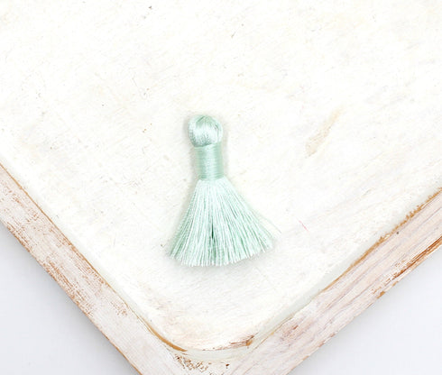 Light Turquoise Tassel, Silky Nylon, 1.5 Inches, Sold As 1 Piece.